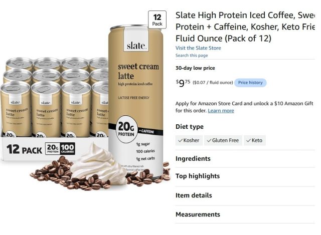 Glitch Price: 12 Pack of Slate High Protein Milk Shake, Sweet Cream Latte only $9.75 (Reg $35)