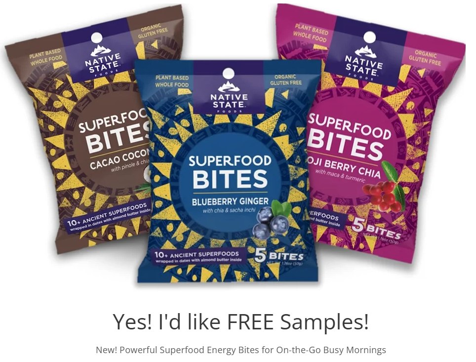 Free Native State Foods Superfood Energy Bites Samples