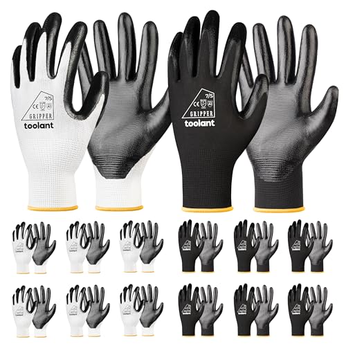 12-Pair toolant Nitrile Coated Work Gloves (White & Black) starting at $11.99
